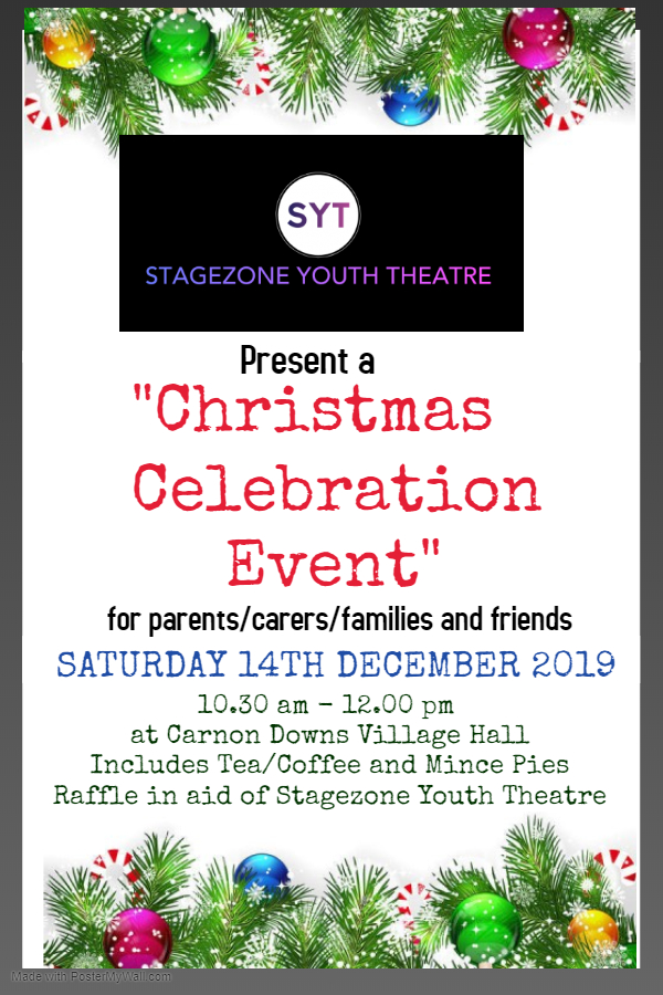 Stagezone Youth Theatre Christmas Celebration poster 14 December 2019