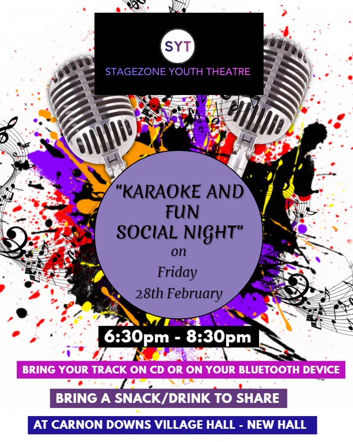 Stagezone Youth Theatre Karaoke night poster
