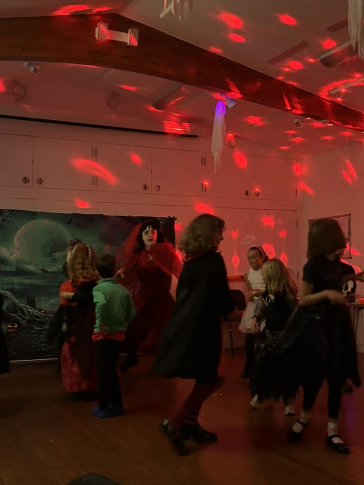 These images show young people at Stagezone's Halloween party learning choreography to an iconic Halloween song.